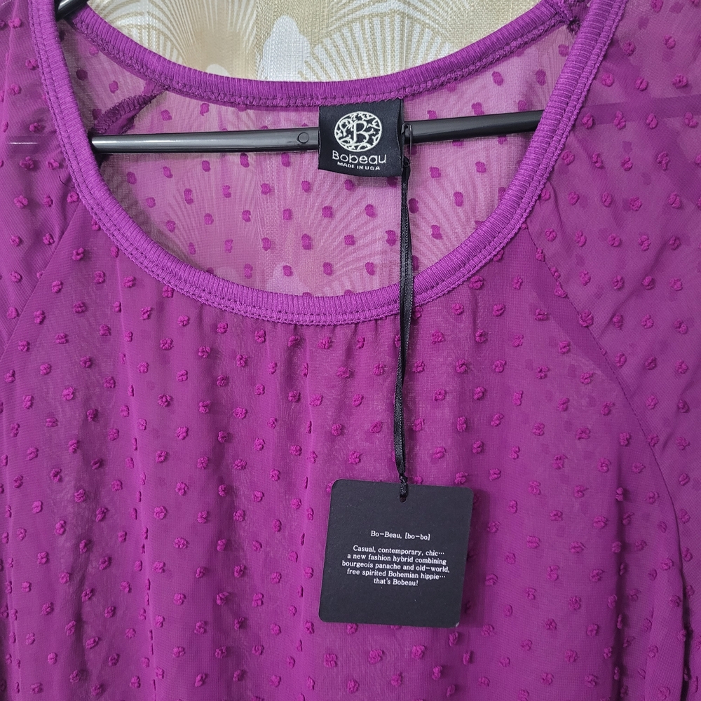 Bobeau Purple Sheer Women's Top - Picture 3 of 3